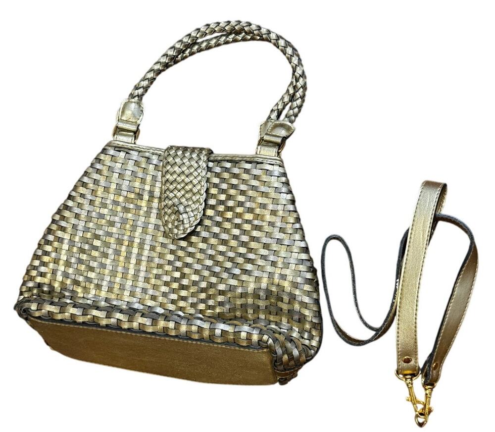 Vintage Warren Reed Bag Gold Weaved Woven Handbag Metallic Braided Handle Purse